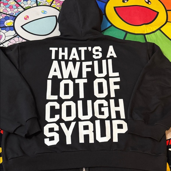 That's A Awful Lot Of Cough Syrup Black Zip-Up Hoodie ( Pre-owned ) - Picture 9 of 13